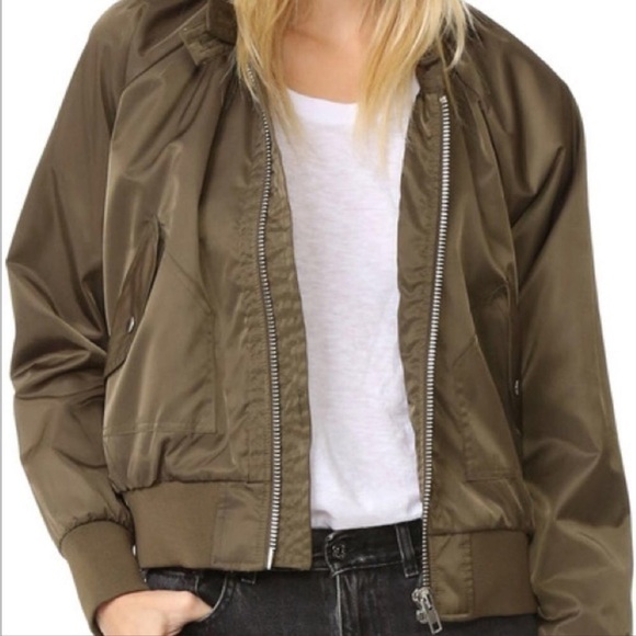 Free People Bomber Flight Jacket Olive Green Pockets Lightweight Size XS Coat - Picture 1 of 16